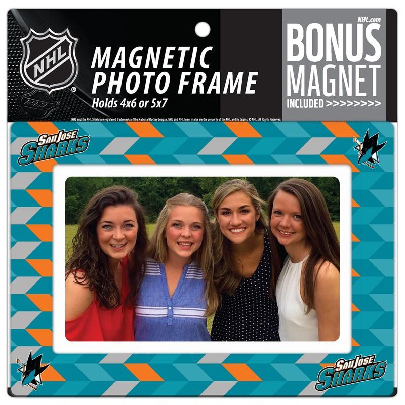 San Jose Sharks 4x6 or 5x7 Magnetic Picture Frame with Bonus Magnet Image 1