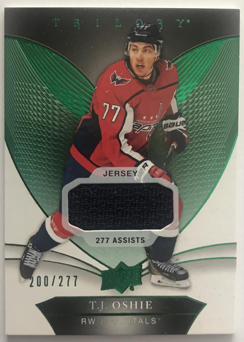 2018-19 Upper Deck Trilogy Green Foil Jerseys #32 T.J. Oshie 200/277 Capitals 07628