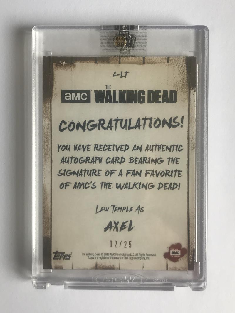 2018 The Walking Dead Autograph Collection Mud Lew Temple as Axel 2/25