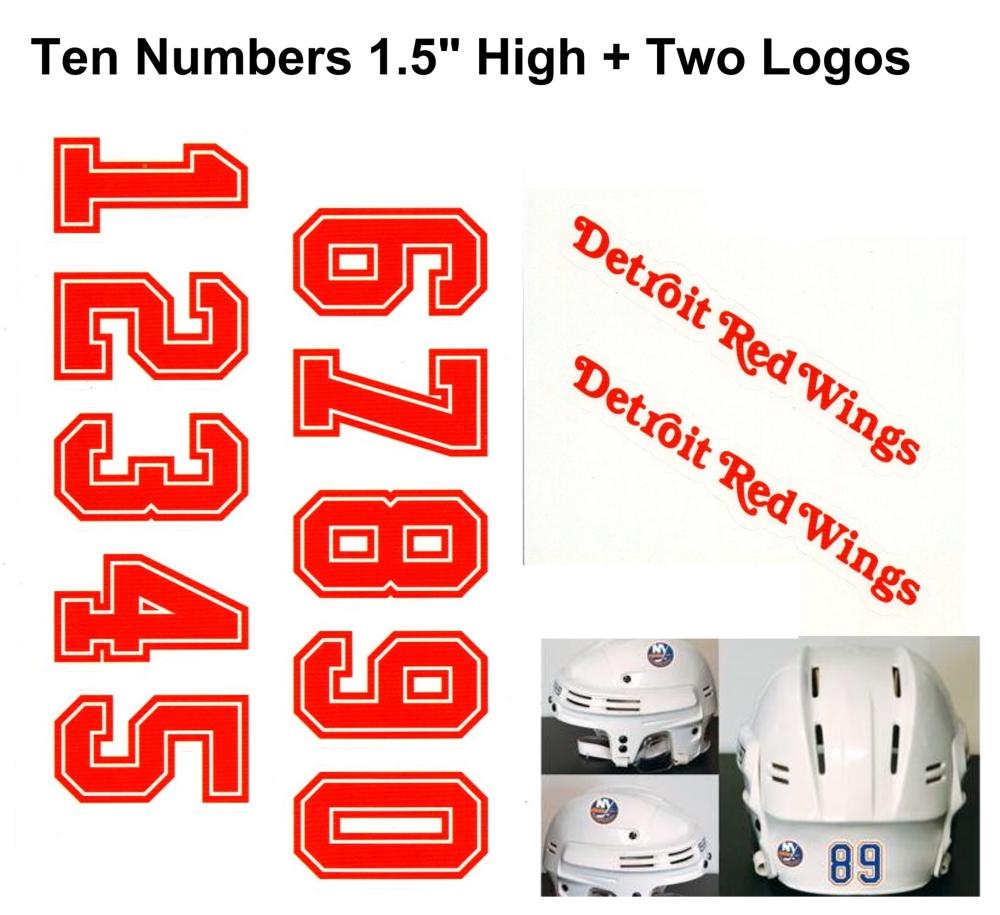 Detroit Red Wings NHL Hockey Helmet Decals Set + Two Logos Image 1