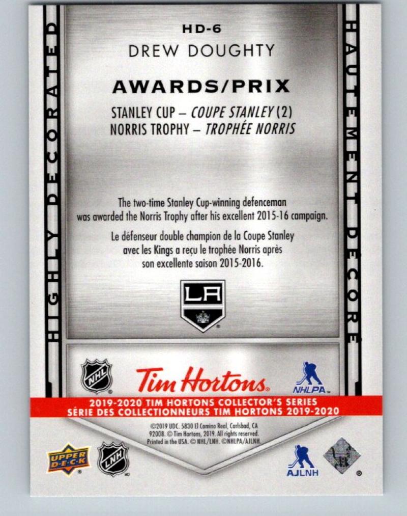 2019-20 Upper Deck Tim Hortons Highly Decorated #HD-6 Drew Doughty MINT 07161 Image 2