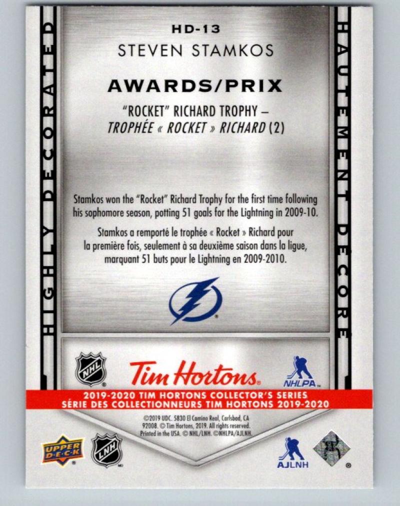 2019-20 Upper Deck Tim Hortons Highly Decorated #HD-13 Steven Stamkos MINT 07165 Image 2
