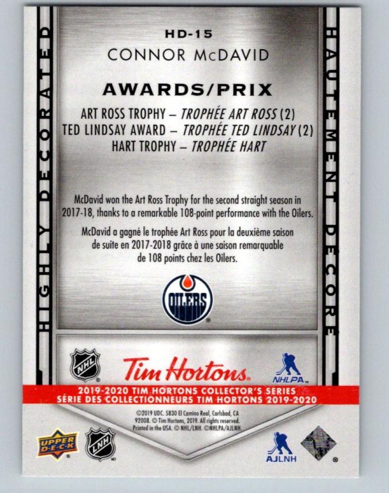 2019-20 Upper Deck Tim Hortons Highly Decorated #HD-15 Connor McDavid MINT 07166 Image 2
