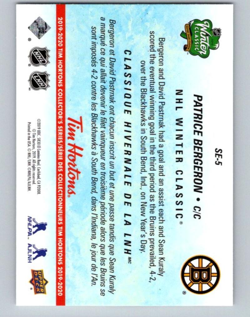 2019-20 Upper Deck Tim Hortons Key Season Events #SE-5 Patrice Bergeron MINT Bruins 07172 Image 2