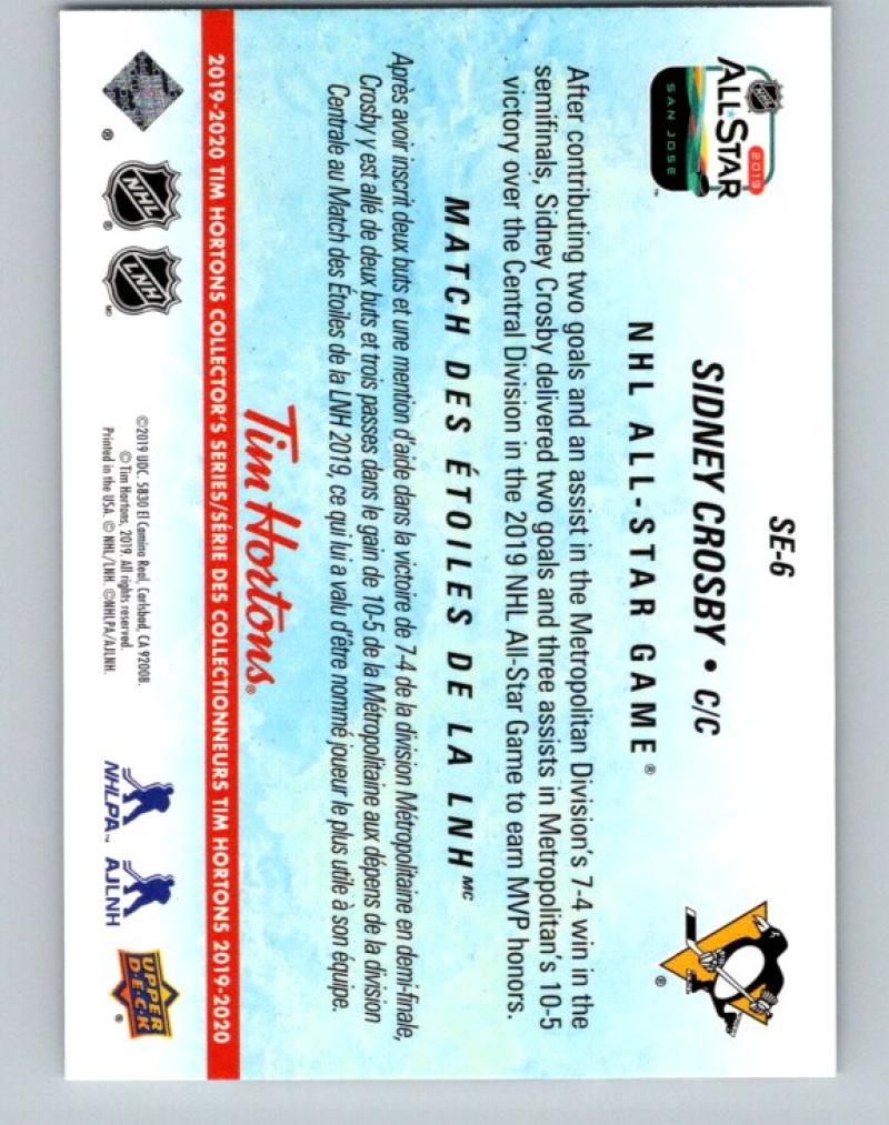2019-20 Upper Deck Tim Hortons Key Season Events #SE-6 Sidney Crosby MINT Penguins 07173 Image 2