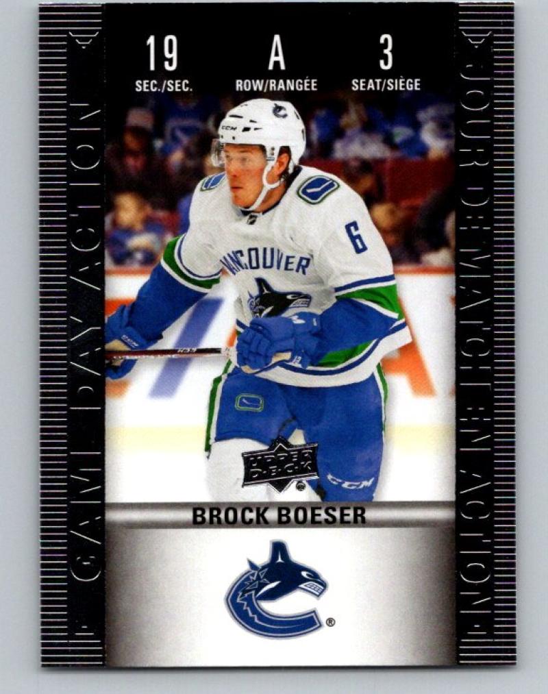 2019-20 Upper Deck Tim Hortons Game Day Action #HGD-3 Brock Boeser MINT 07176 Image 1