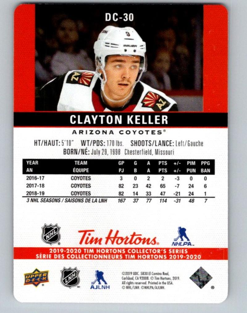 2019-20 Upper Deck Tim Hortons Red Die-Cut #DC-30 Clayton Keller MINT Arizona 07196 Image 2