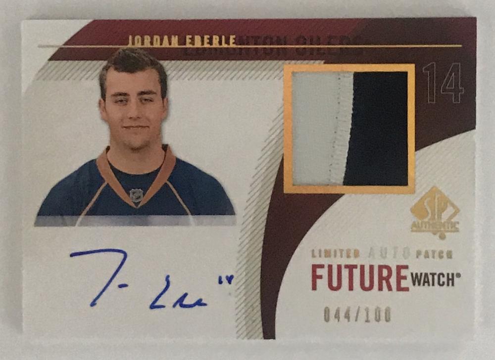 2010-11 Upper Deck SP Authentic Limited Auto Patches Jordan Eberle 44/100 Rookie RC Image 1