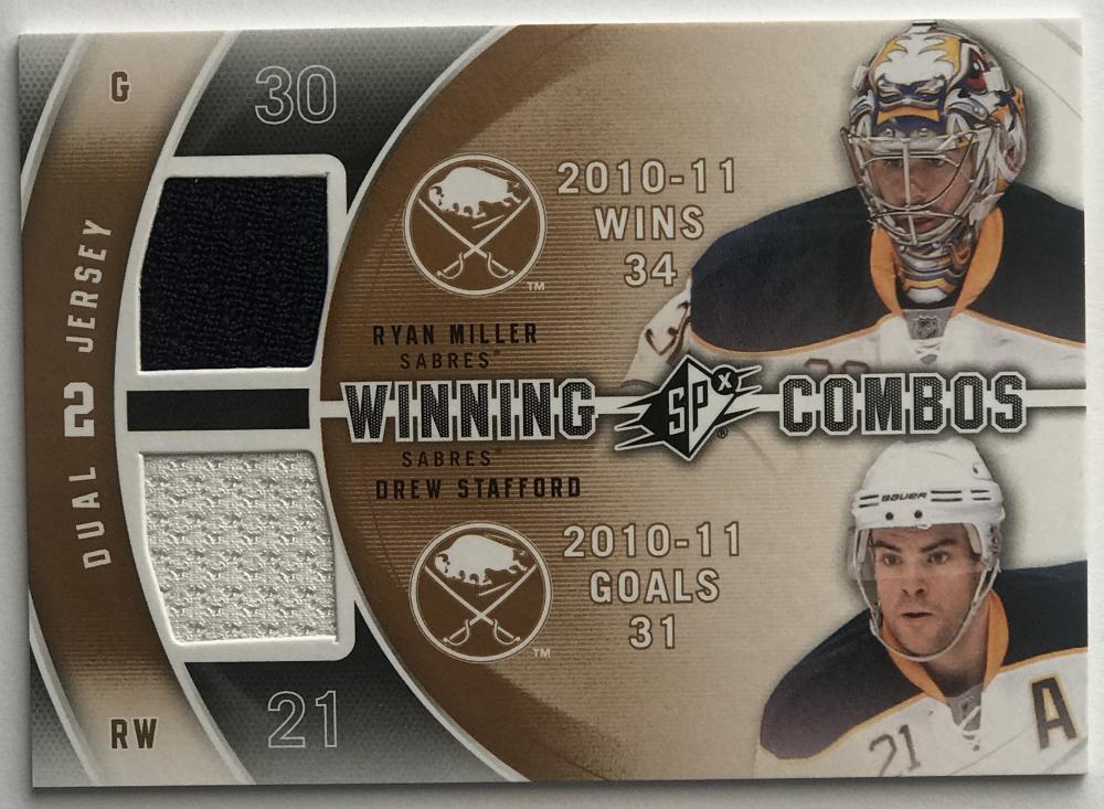 2011-12 SPx Winning Combos Jersey Ryan Miller/Drew Stafford NHL 07707