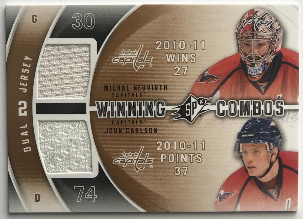 2011-12 SPx Winning Combos Jersey Michal Neuvirth/John Carlson NHL 07709 Image 1