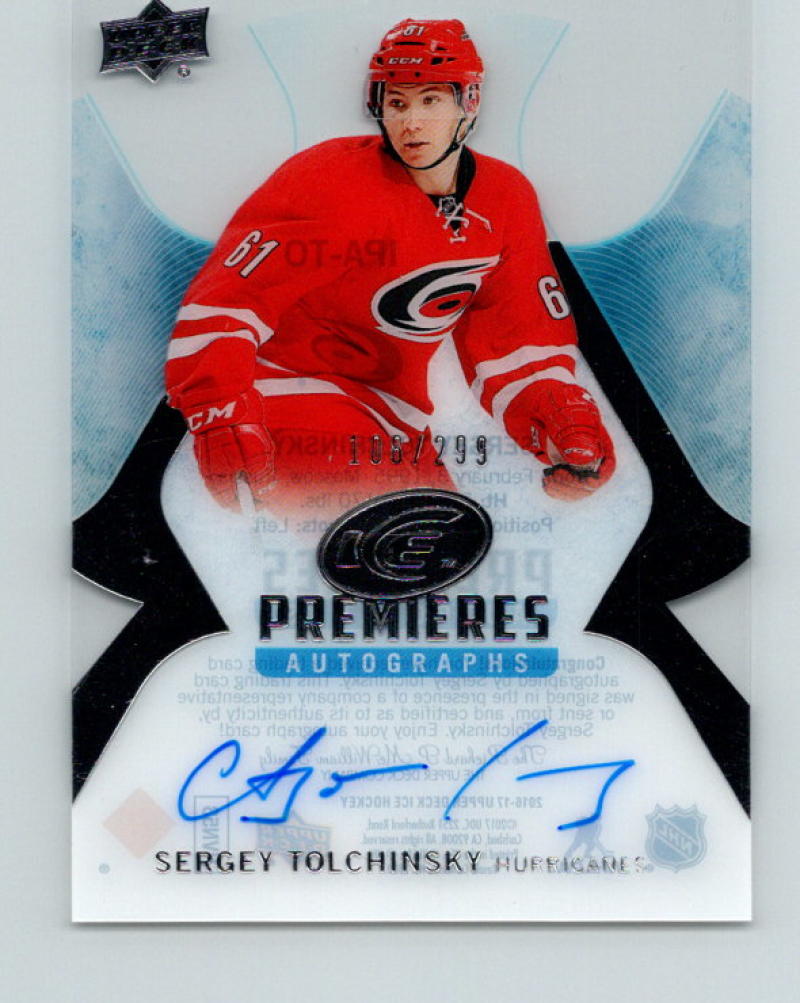 2016-17 UD Ice Ice Premieres Autos Sergey Tolchinsky 108/299 Rookie 07737 Image 1