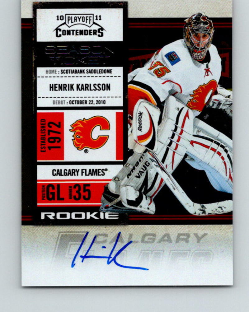 2010-11 Playoff Contenders Rookie Tickets Autograph Henrik Karlsson 07741 Image 1