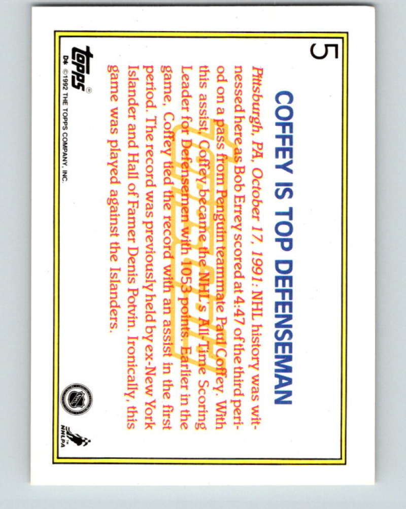 1992-93 Topps Gold #5G Paul Coffey HL Mint