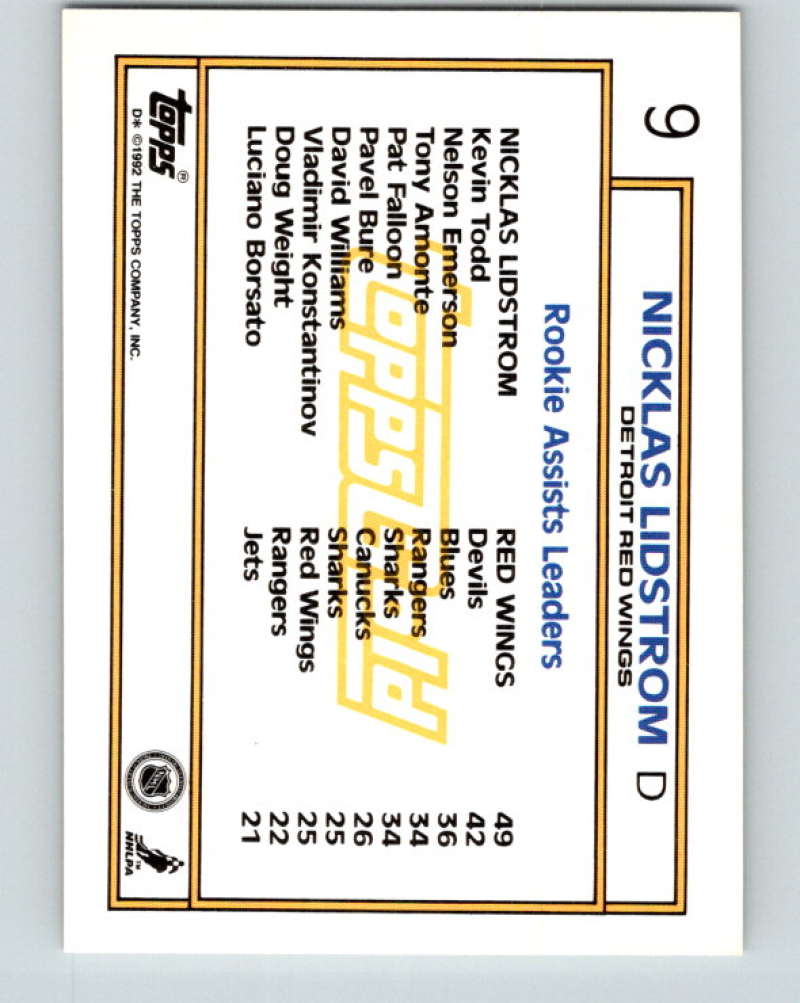 1992-93 Topps Gold #9G Nicklas Lidstrom Mint Detroit Red Wings