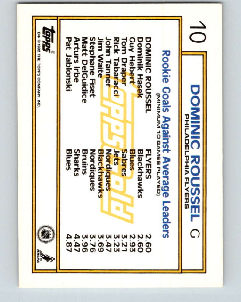 1992-93 Topps Gold #10G Dominic Roussel Mint Philadelphia Flyers