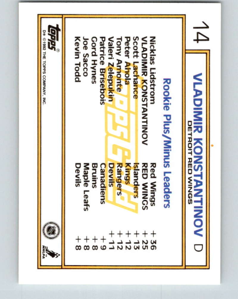 1992-93 Topps Gold #14G Vladimir Konstantinov Mint Detroit Red Wings