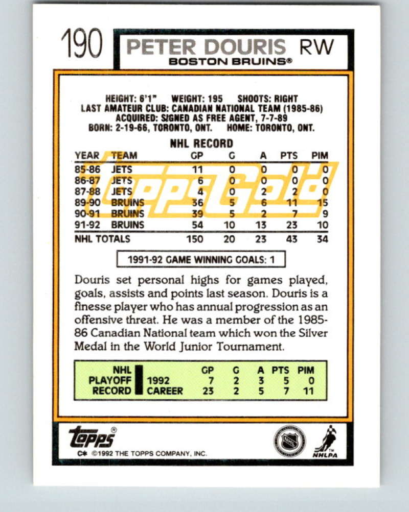 1992-93 Topps Gold #190G Peter Douris Mint Boston Bruins