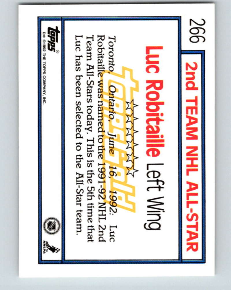 1992-93 Topps Gold #266G Luc Robitaille AS Mint Los Angeles Kings