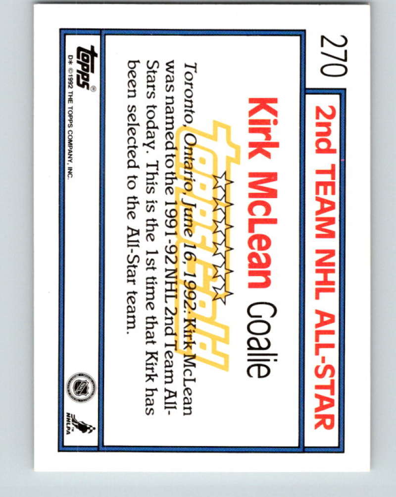 1992-93 Topps Gold #270G Kirk McLean AS Mint Vancouver Canucks