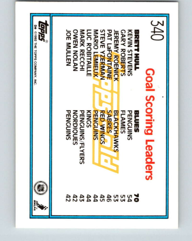 1992-93 Topps Gold #340G Brett Hull LL Mint St. Louis Blues Image 2