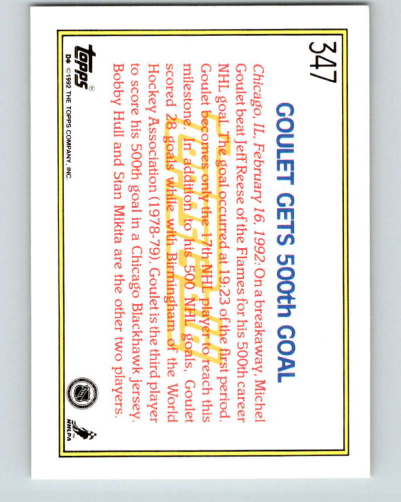 1992-93 Topps Gold #347G Michel Goulet HL Mint Chicago Blackhawks