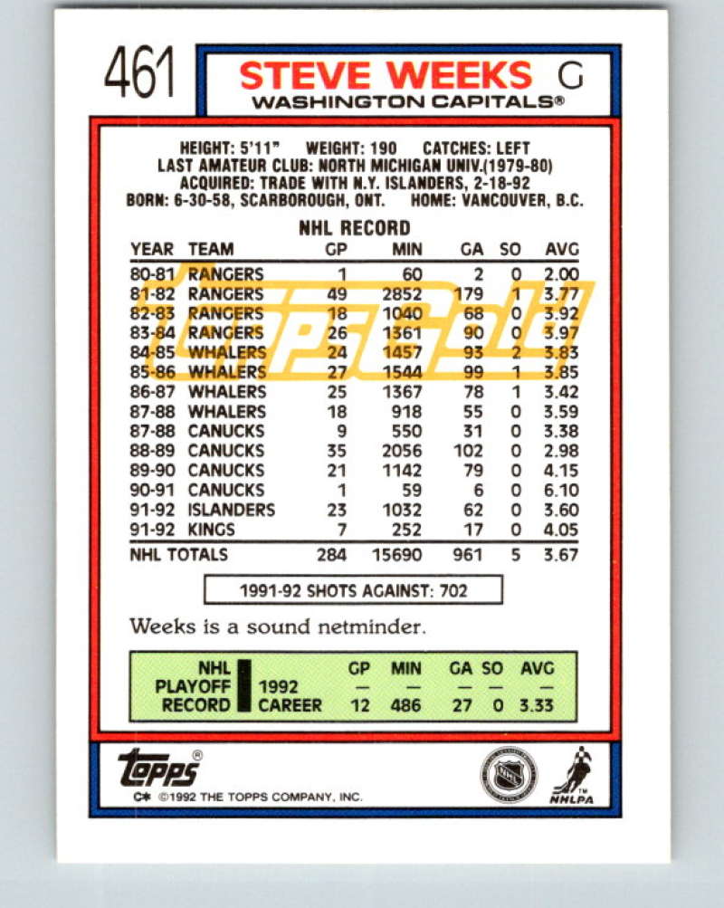 1992-93 Topps Gold #461G Steve Weeks Mint Los Angeles Kings