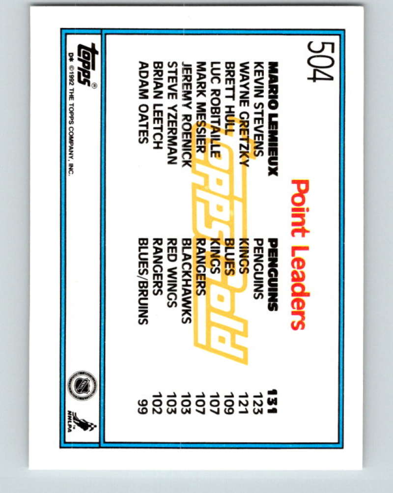 1992-93 Topps Gold #504G Mario Lemieux LL Mint Pittsburgh Penguins