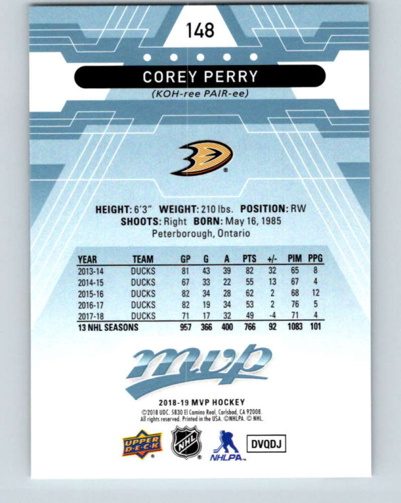 2018-19 Upper Deck MVP #148 Corey Perry Mint Anaheim Ducks  Image 2