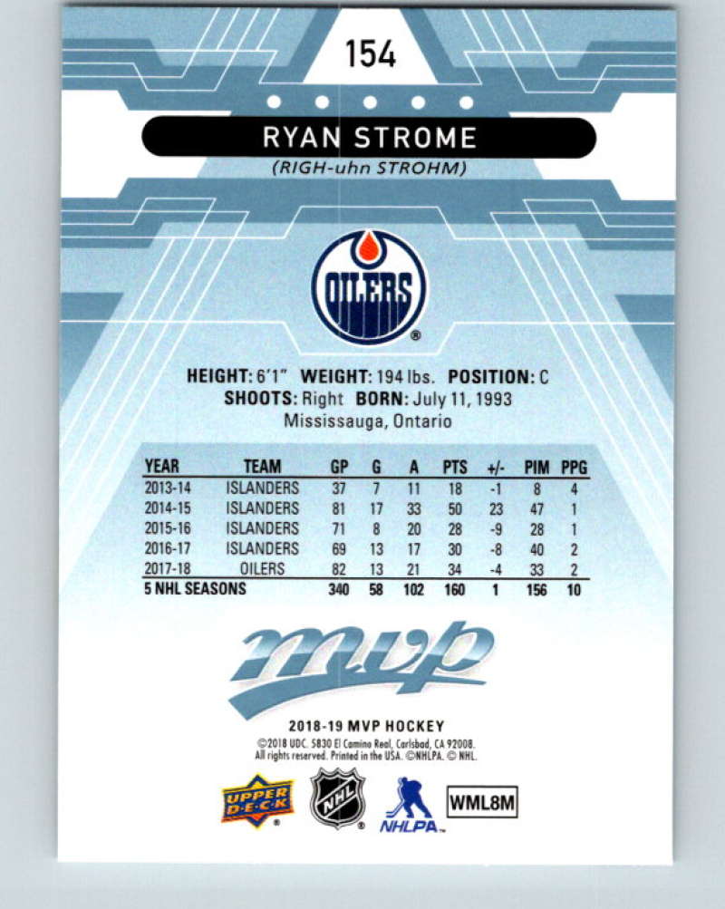 2018-19 Upper Deck MVP #154 Ryan Strome Mint Edmonton Oilers