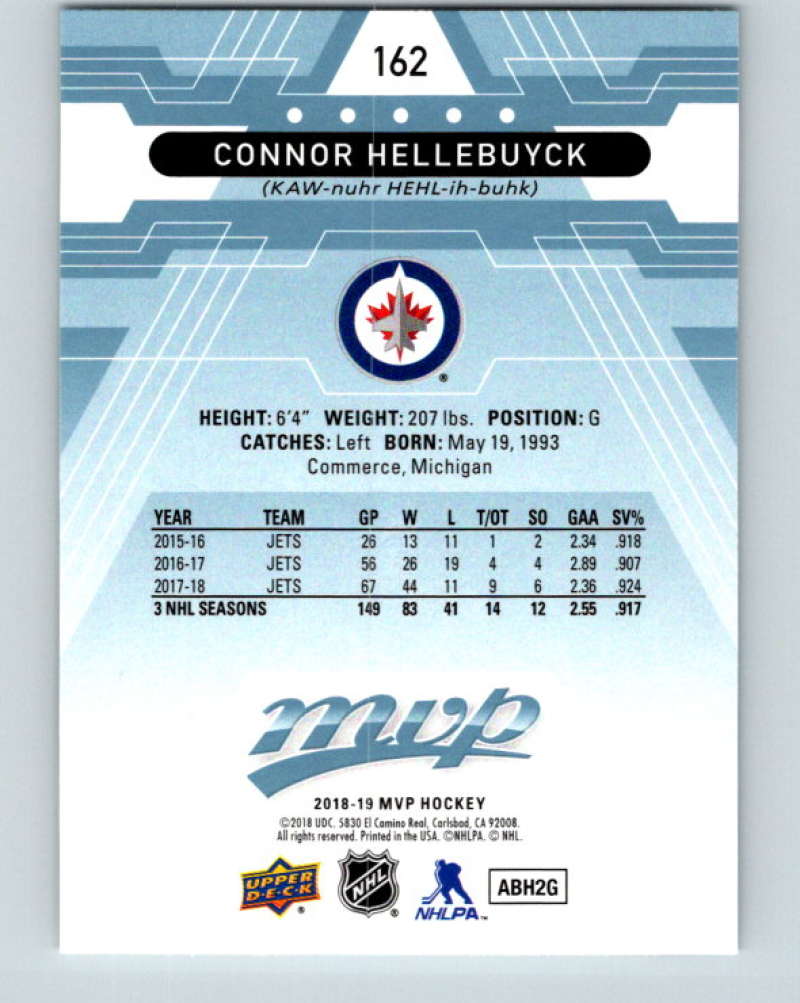 2018-19 Upper Deck MVP #162 Connor Hellebuyck Mint Winnipeg Jets Image 2