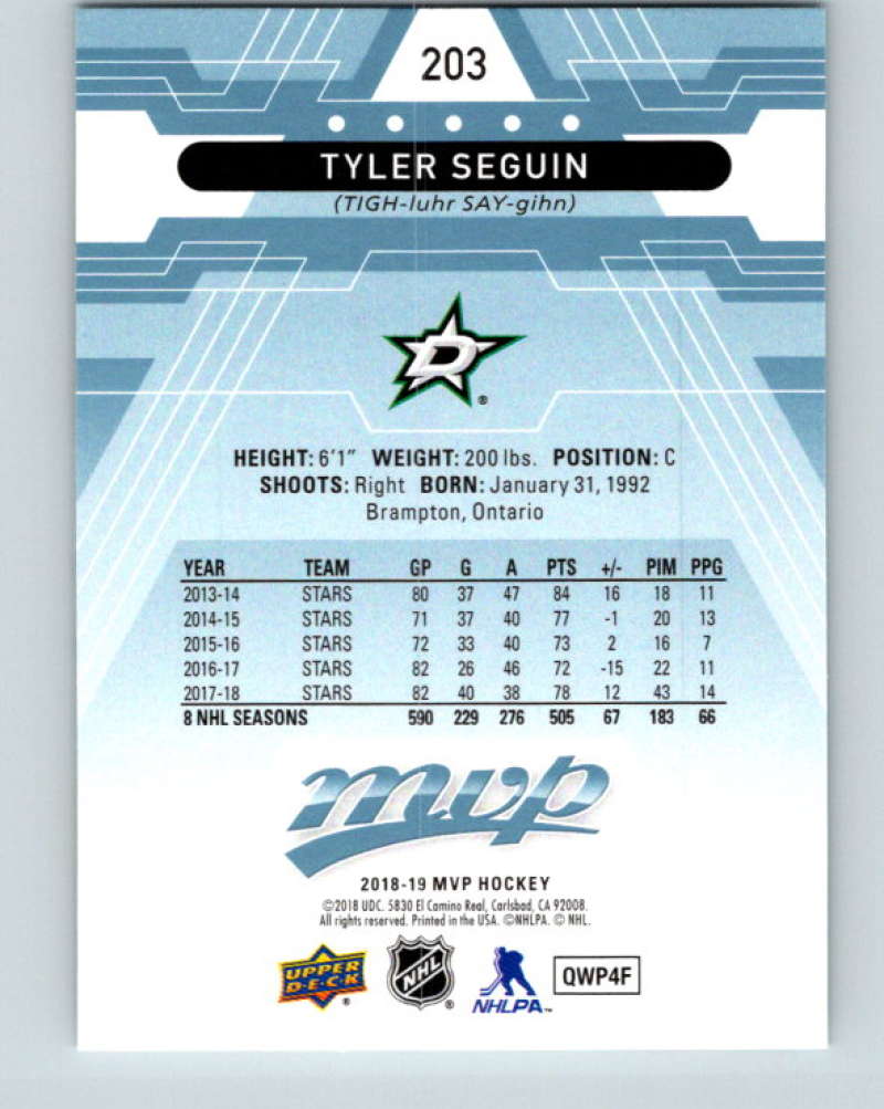 2018-19 Upper Deck MVP #203 Tyler Seguin Mint Dallas Stars Image 2
