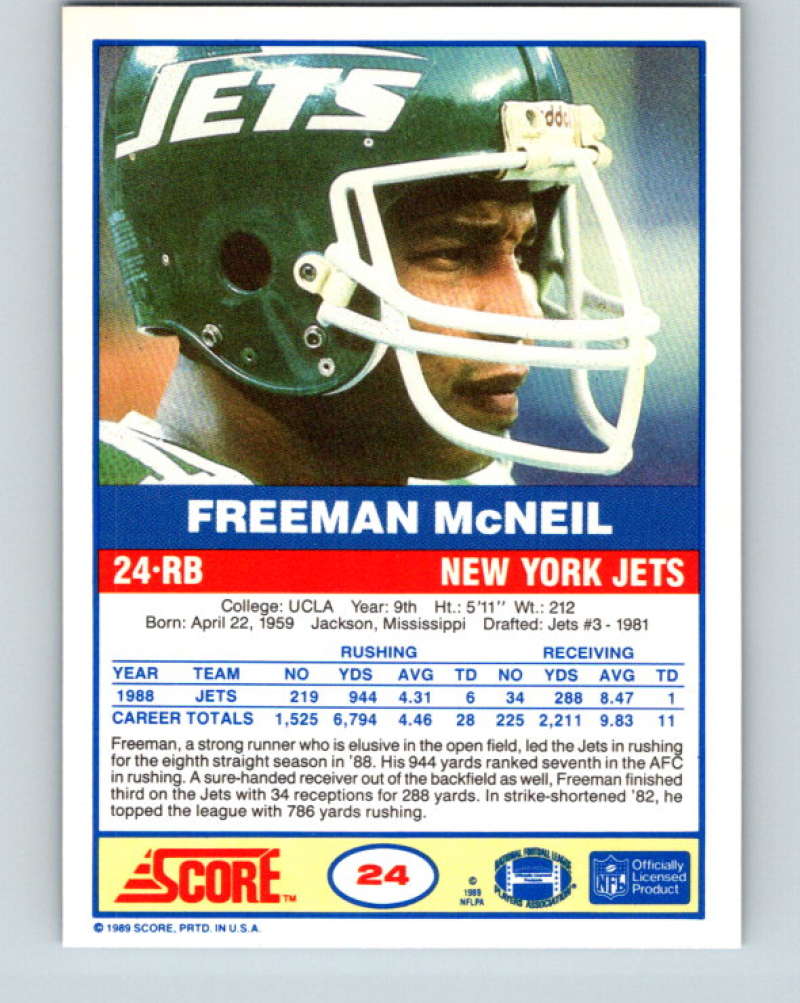 1989 Score #24 Freeman McNeil Mint New York Jets Image 2