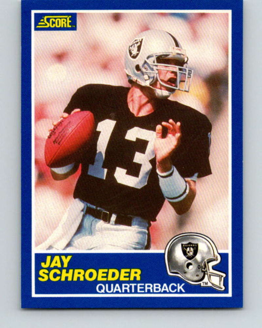 1989 Score #30 Jay Schroeder Mint Los Angeles Raiders  Image 1