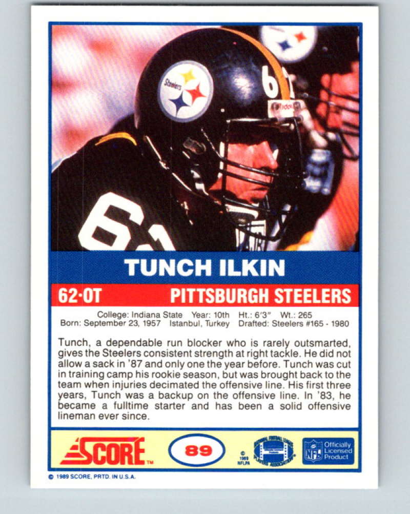 1989 Score #89 Tunch Ilkin Mint RC Rookie Pittsburgh Steelers