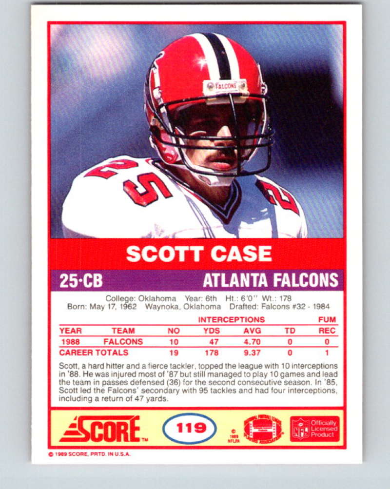 1989 Score #119 Scott Case Mint RC Rookie Atlanta Falcons
