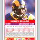 1989 Score #137 Henry Ellard Mint Los Angeles Rams  Image 2