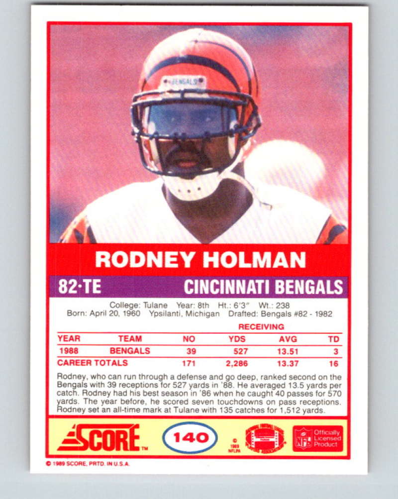 1989 Score #140 Rodney Holman Mint RC Rookie Cincinnati Bengals  Image 2