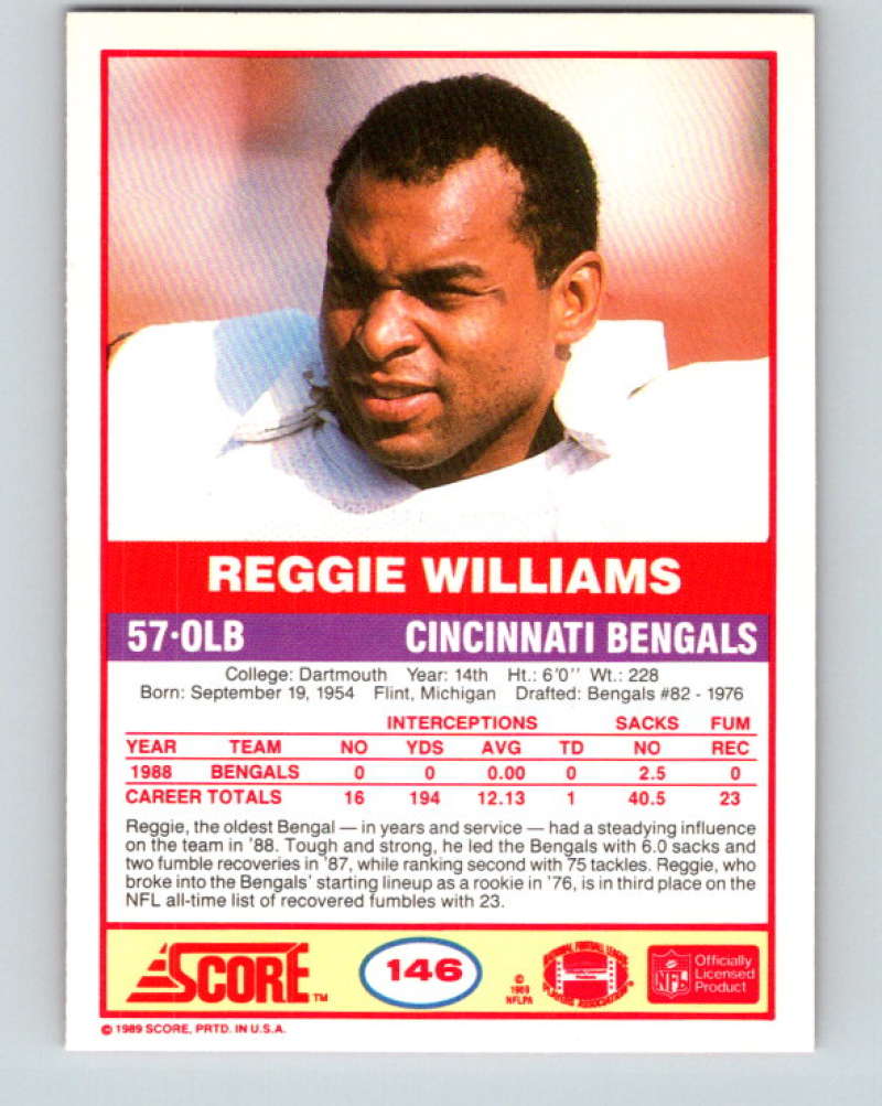 1989 Score #146 Reggie Williams Mint Cincinnati Bengals Image 2