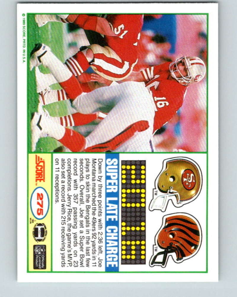1989 Score #275 Joe Montana/Jerry Rice Super Bowl XXIII Mint San Francisco 49ers