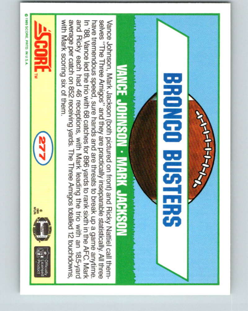 1989 Score #277 Mark Jackson/Vance Jackson GC Mint Denver Broncos Image 2