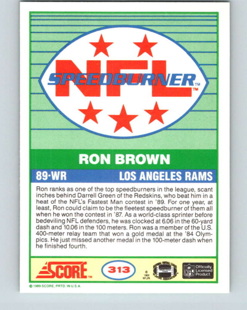 1989 Score #313 Ron Brown SB Mint Los Angeles Rams Image 2