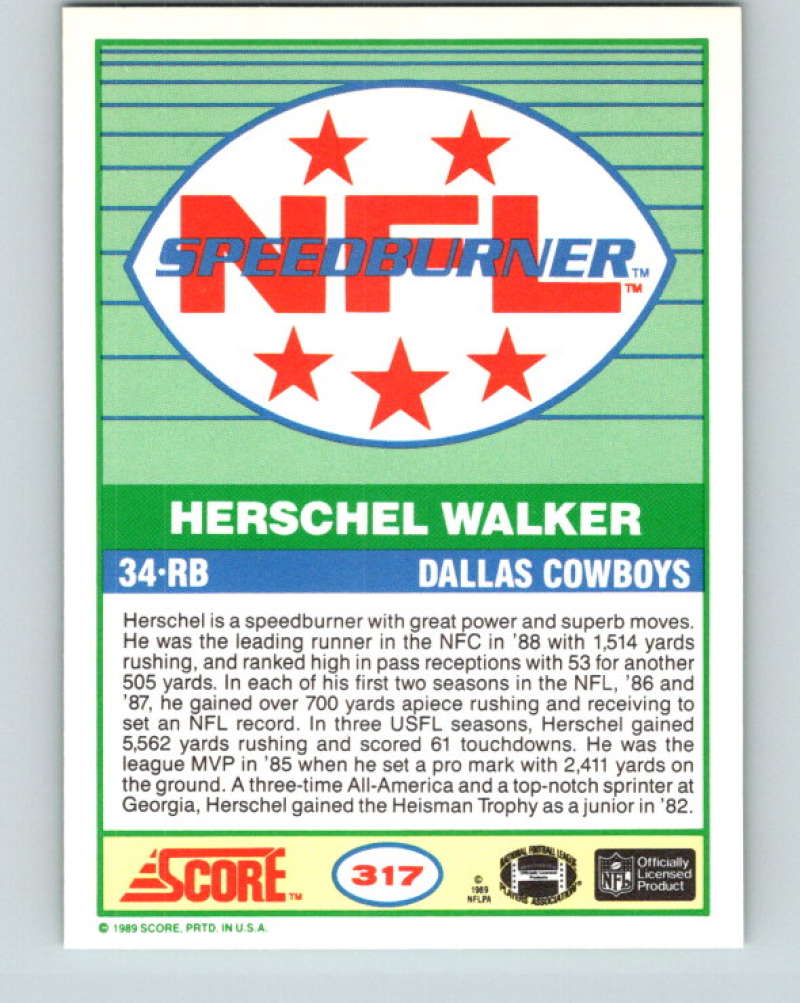 1989 Score #317 Herschel Walker Mint Dallas Cowboys