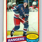 1980-81 O-Pee-Chee #23 Steve Vickers NHL New York Rangers  7780 Image 1