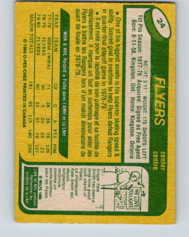 1980-81 O-Pee-Chee #24 Ken Linseman NHL Philadelphia Flyers 7781 Image 2