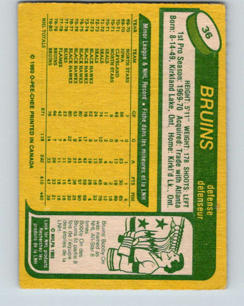 1980-81 O-Pee-Chee #36 Dick Redmond NHL Boston Bruins 7793 Image 2