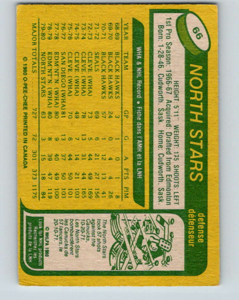 1980-81 O-Pee-Chee #66 Paul Shmyr NHL Minnesota North Stars 7823