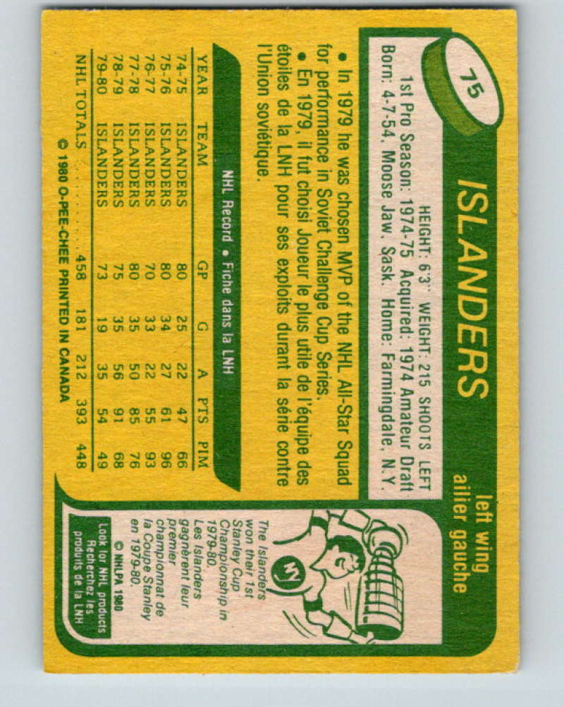 1980-81 O-Pee-Chee #75 Clark Gillies NHL New York Islanders 7832