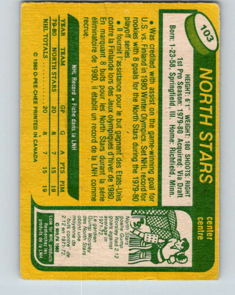 1980-81 O-Pee-Chee #103 Steve Christoff OLY NHL RC Rookie Stars 7860