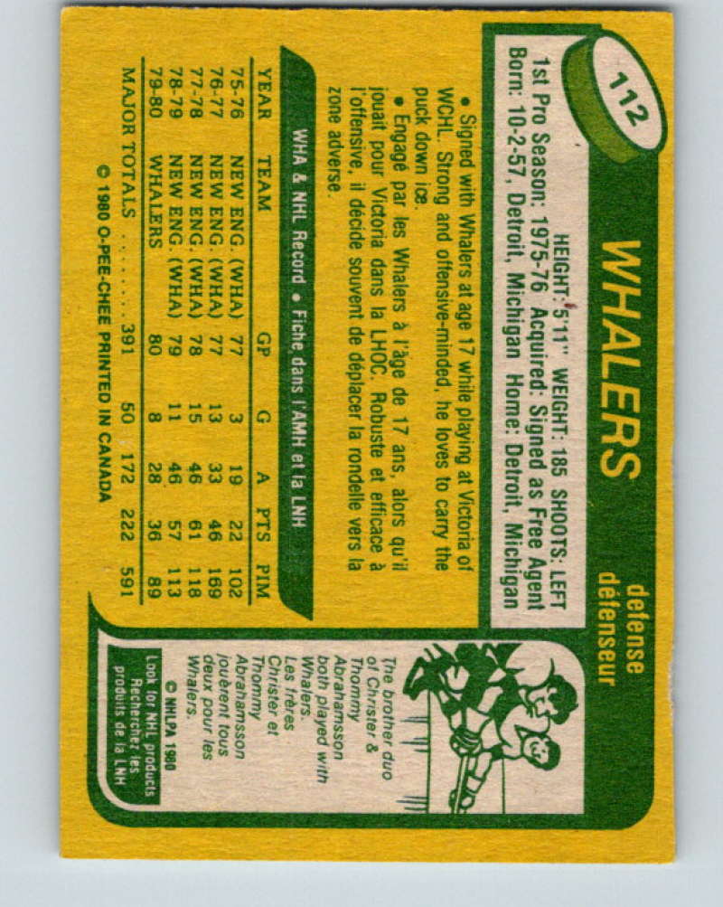 1980-81 O-Pee-Chee #112 Gordie Roberts NHL Hartford Whalers  7869 Image 2