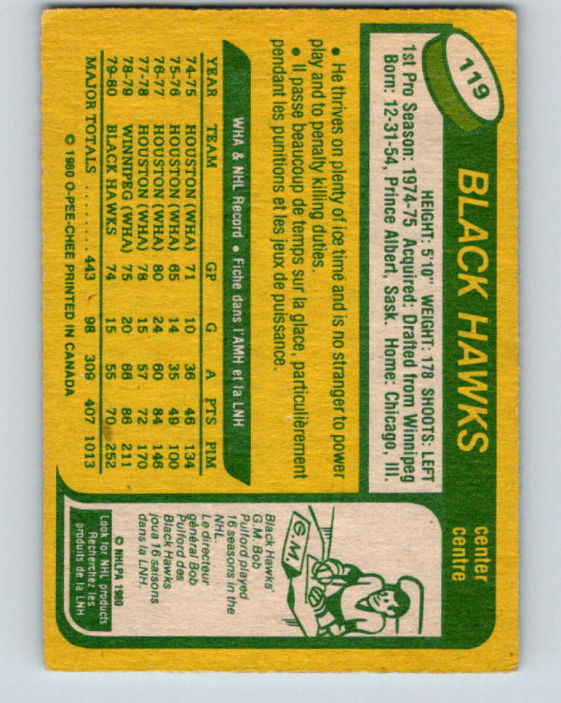 1980-81 O-Pee-Chee #119 Terry Ruskowski NHL Chicago Blackhawks 7876 Image 2
